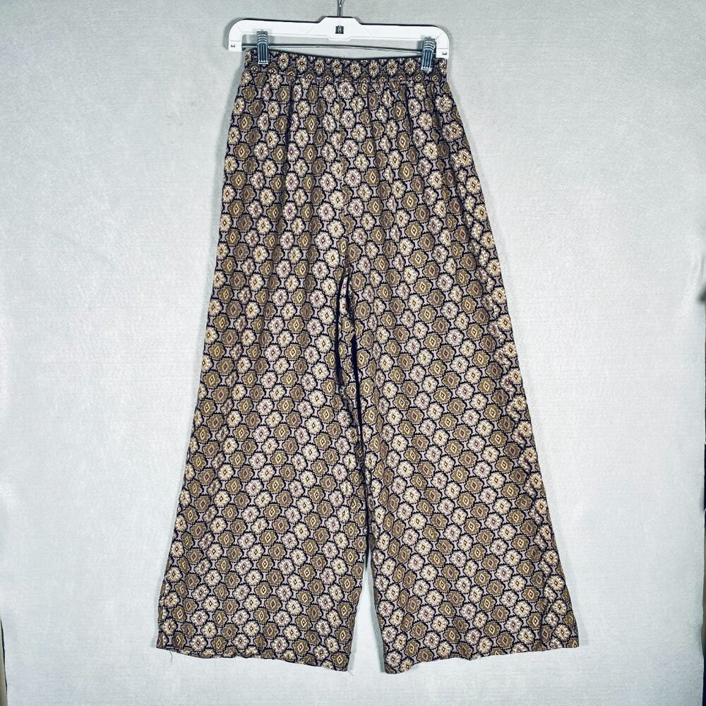 Vintage y2k Cottagecore Pants Womens L Diamond Print Wide Leg Cowgirl Western - Picture 8 of 12